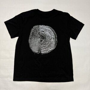 Tree Rings/Finger Print Graphic/Vinyl T-Shirt Shirt Sleeve Black XL